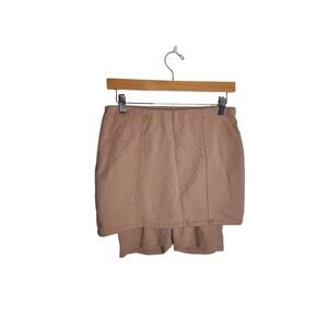 NWOT Zara Beige Ribbed Knit Biker Skort Short size L